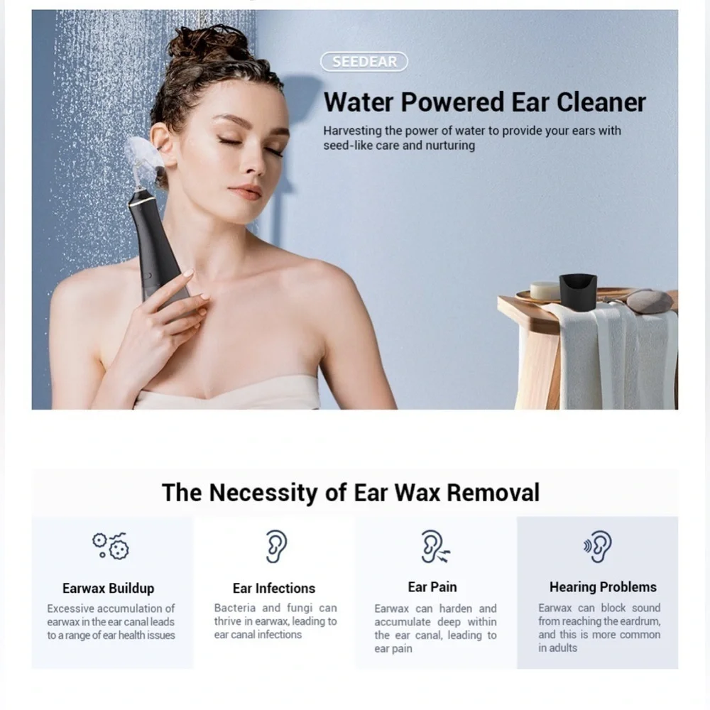 Electronic Ear Wax Removal System Safer＆More Effective Ear Irrigation, Black